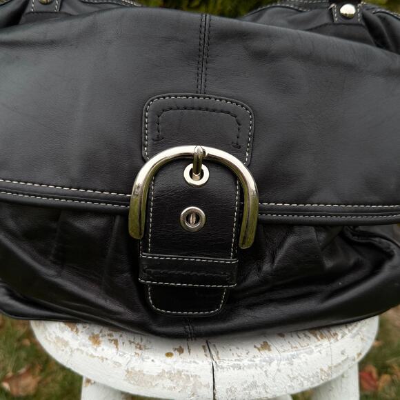 Coach Soho Large Black Leather Handbag with Oversize Buckle - Picture 3 of 7